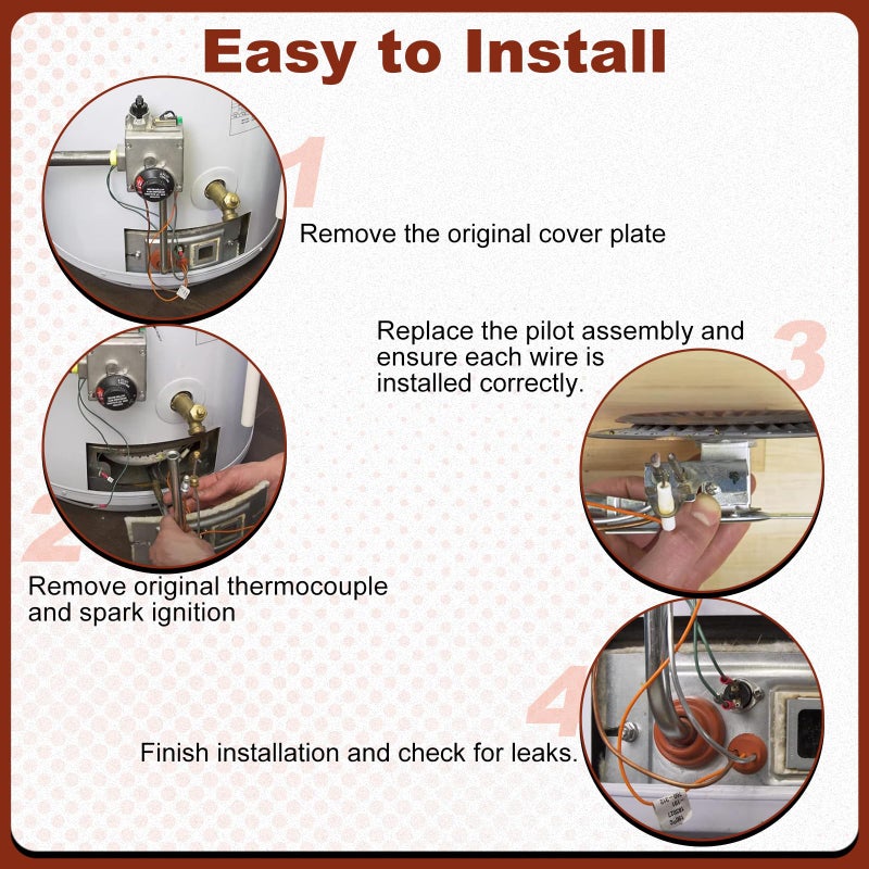 Lemfema 9003542 Natural Gas Pilot Assembly, Replacement for 100109295 9003542005 18324-190 Water Heater Pilot Assembly, Compatible with A.O.Smith, Kenmore, State GS and GSX Natural Gas Water Heater - Image 5