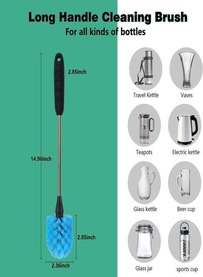 AMIQUS 3Pcs Bottle Cleaner Brush Set, 15 inch Long Handle Washing Baby Bottle Cleaning Brushes for Narrow Neck Water Bottles Tumblers Straws Coffee Mugs Sport Bottles Flasks and Thermos Lid Cup Brush - Image 2