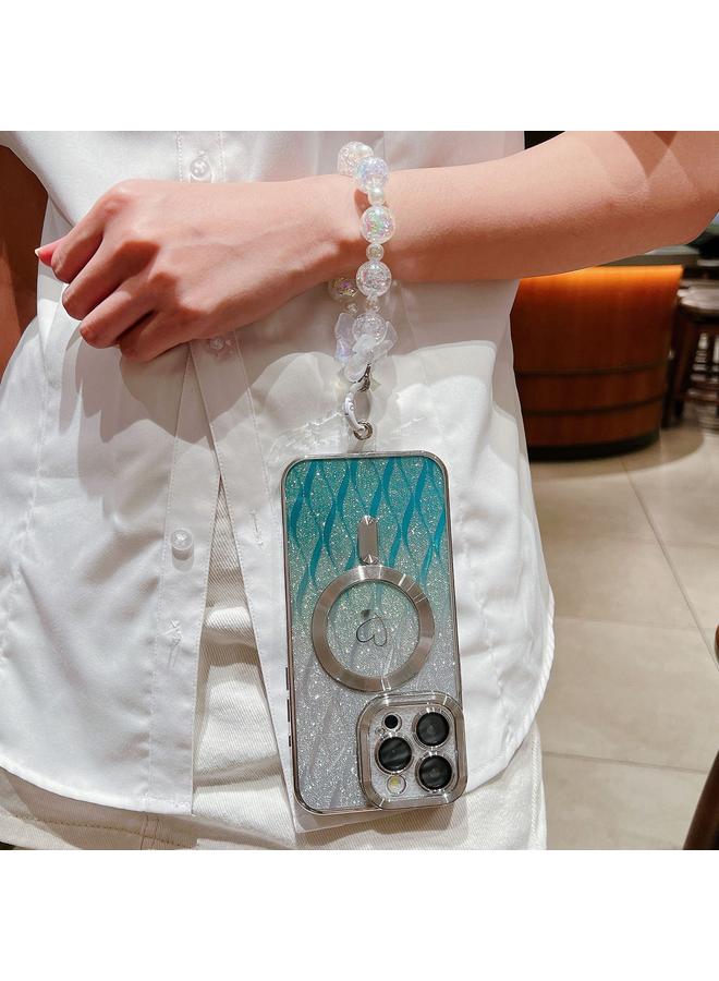 زبون جراب لهاتف iPhone 11 Pro من ألياف الكربون Magsafe TPU بتصميم أوراق الشجر المتدرجة اللامعة - Image 2