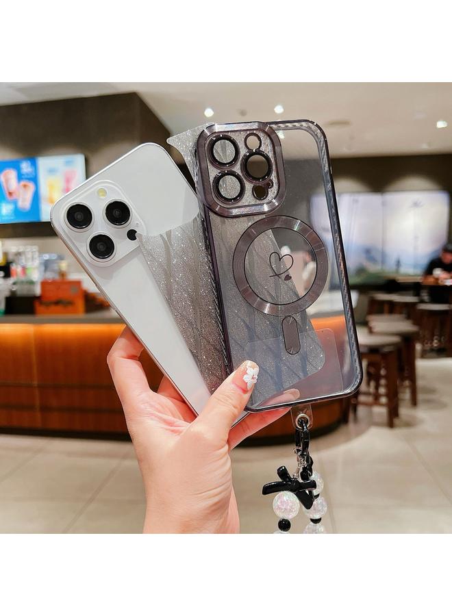 زبون جراب لهاتف iPhone 11 Pro من ألياف الكربون Magsafe TPU بتصميم أوراق الشجر المتدرجة اللامعة - Image 4