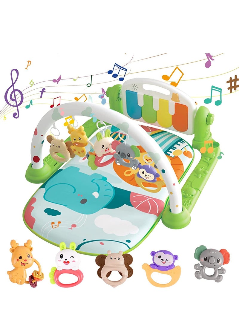 Wish Baby Gym Play Mat, Kick And Play Piano Gym With 5 Detachable Rattles, Activity Center For Newborn Infants - Image 1
