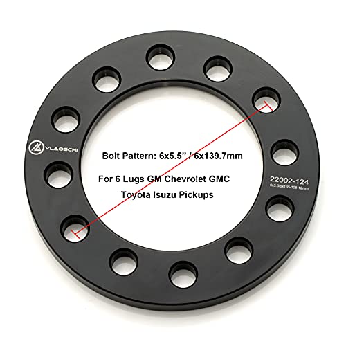 VLAOSCHI Forged 6x5.5 6x135 6x139.7 Universal Wheel Spacers 1/4 Inch (6mm) Compatible with Chevy Ford-Toyota 6 Lug for Silverado Sierra 1500 | 2004-2022 F150 | 4Runner Tacoma (6Lug Only) - Pack of 4 - Image 2