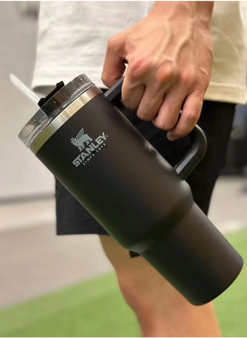 Stanley - Stanley Quencher H2.0 FlowState Stainless Steel Vacuum Insulated Tumbler with Lid and Straw for Water, Iced Tea or Coffee, Smoothie and More, Black, 40 oz - Image 1