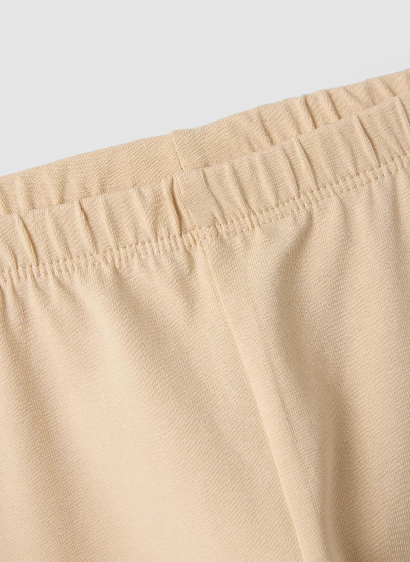 Ovs  OVS Beige Stretch Organic Cotton Leggings With Bows For Baby Girl for Women | Best Price UAE