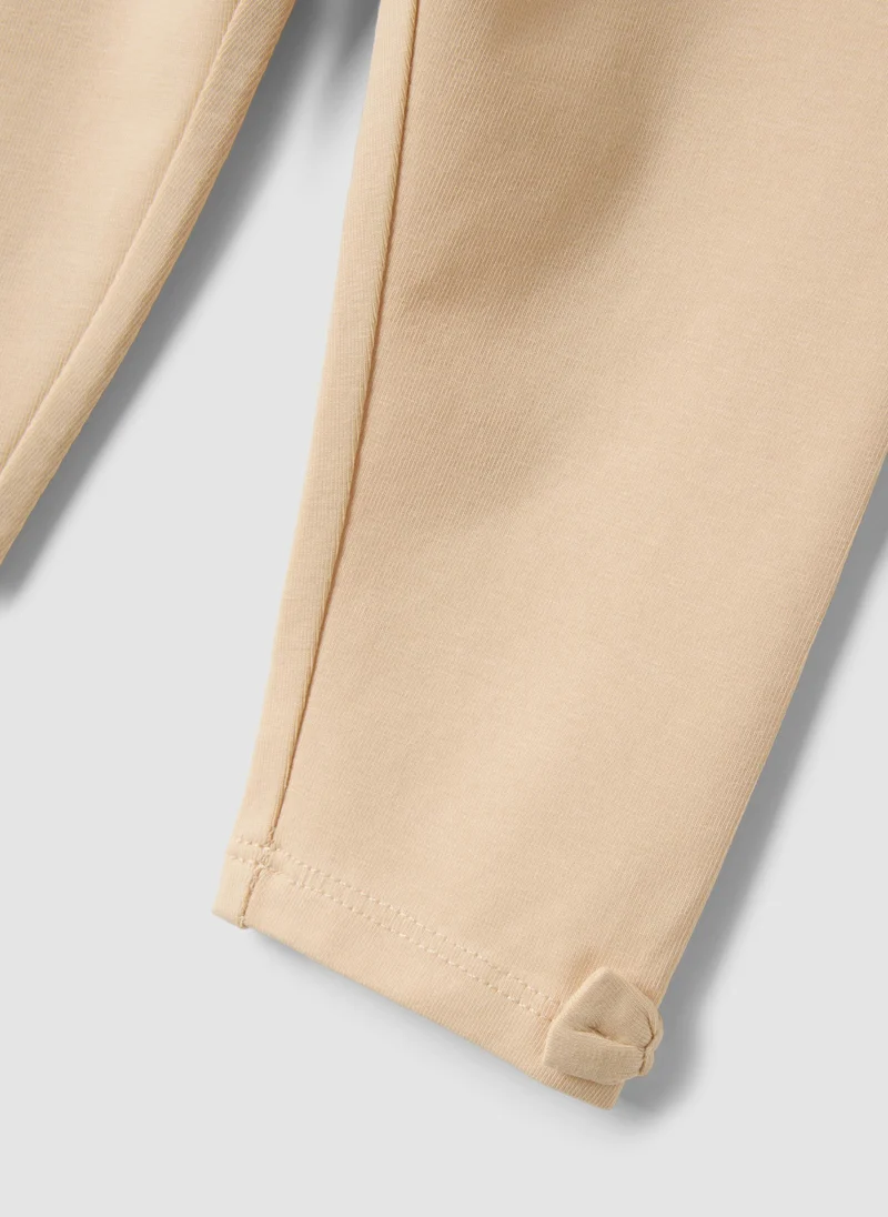 Ovs  OVS Beige Stretch Organic Cotton Leggings With Bows For Baby Girl for Women | Best Price UAE