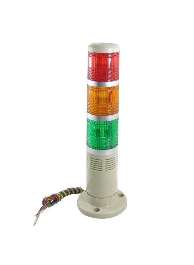 HANUTECH Hanutech 3 Tier Multi-Volt Industrial LED Signal Tower Lamp Light |Tower Warning Light | Tower LED Indicator with Buzzer Sound Multi-volt AC for Offices,Industries & More  - Image 1