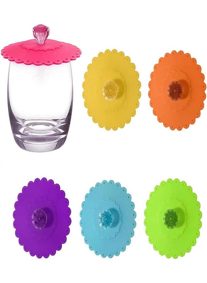 SYBL 6PCS Silicone Cup Lids 11cm (4.3 Inch) Airtight Leak Proof Reusable Covers Dishwasher Safe Diamond Design for Mason Jars - Image 1