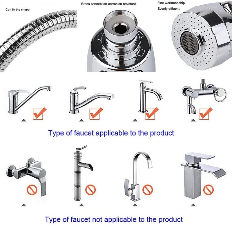 DHRUSIMI 360° Swivel Faucet Tap, Sink Faucet Aerator, Water Aerator, Water Saving Tap Head Connector, Faucet Filter Tap Spray Nozzle for Bathroom, Kitchen, Sink (Short) - Image 5