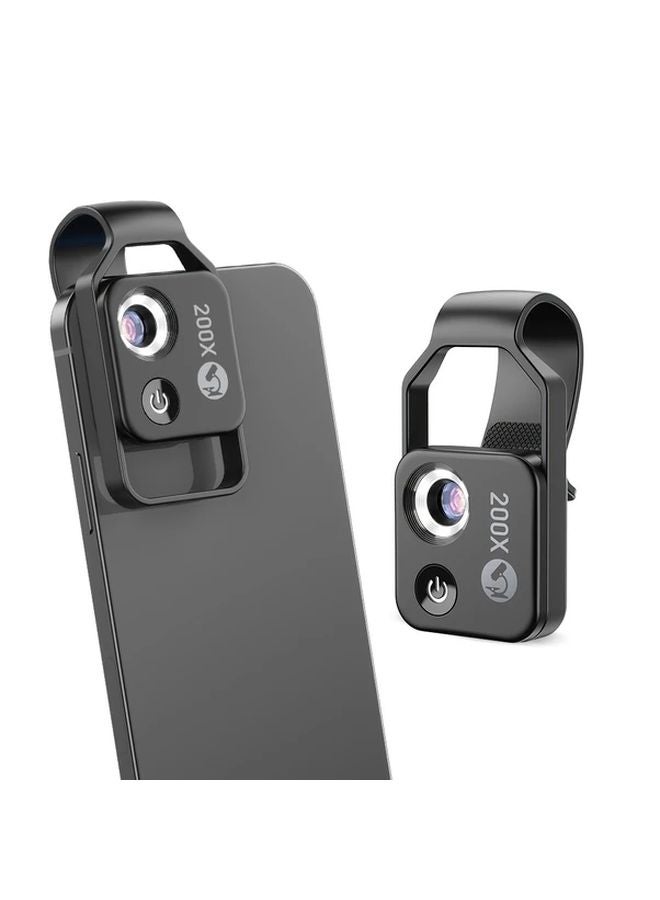 Black Apexel 200X Phone Microscope Lens With CPL Filter LED Light HD Smartphone Camera - Image 1
