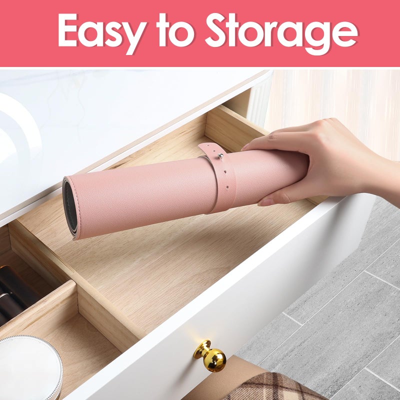 TOHONFOO Makeup Mat for Vanity to Protect Desk Top 19.7 x 11.8 in, Dual-Sided Makeup Mat, Easy to Clean Desk Pad - Waterproof and Oilproof Vanity Accessories (Pink and Silver) - Image 5