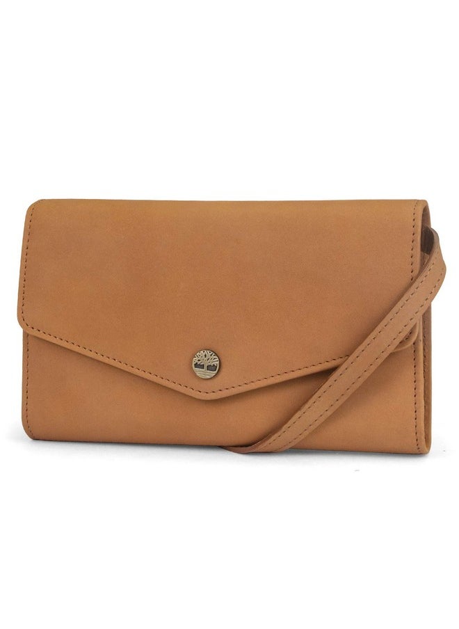 Timberland Rfid Leather Wallet Phone Bag With Detachable Crossbody Strap Wheat (Nubuck)  - Image 1