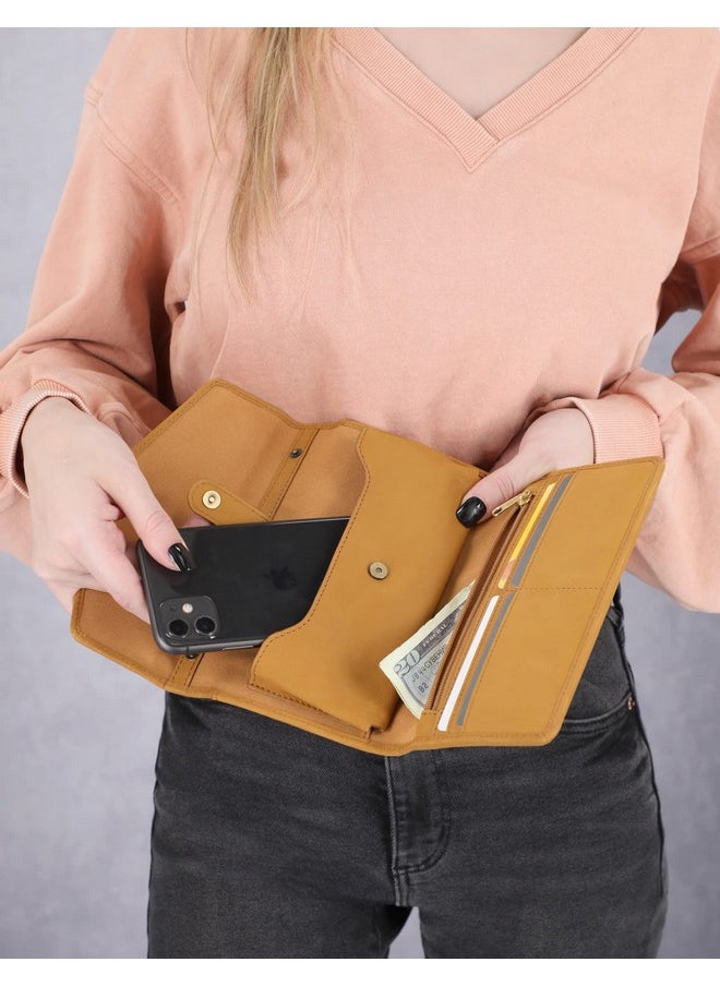 Timberland Rfid Leather Wallet Phone Bag With Detachable Crossbody Strap Wheat (Nubuck)  - Image 5