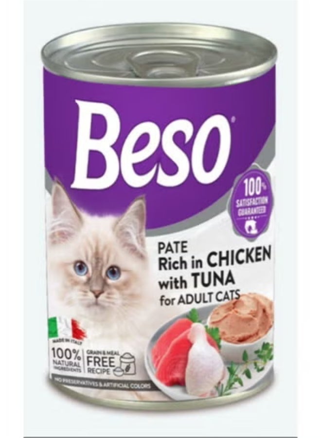 Beso Pate Rich in Chicken & Tuna , Premium Natural Wet Cat Food 6 x 400g, High Protein & Grain-Free Nutrition - Image 1