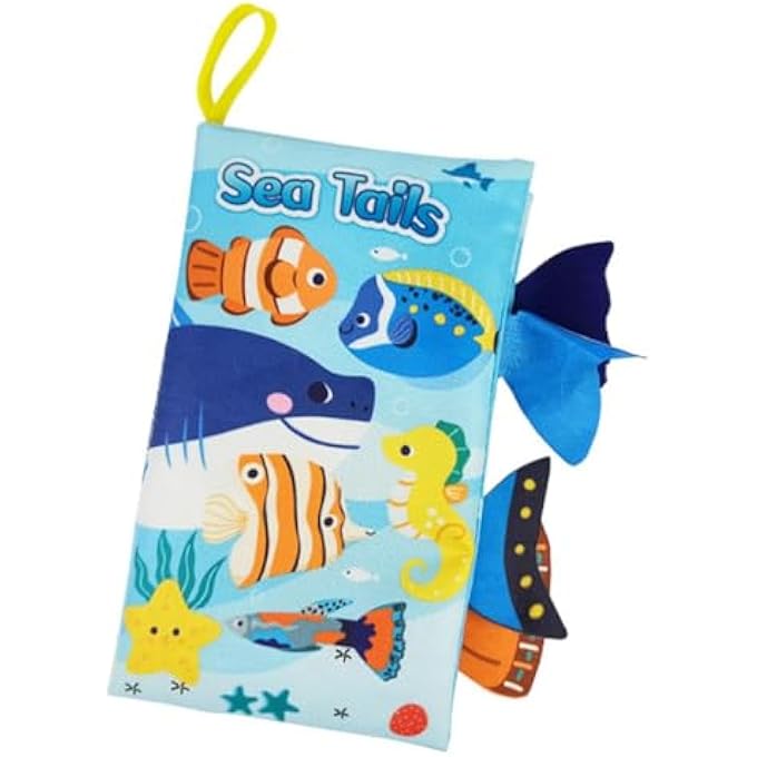 ENGAGING MARINE ANIMALS TOUCH AND FEEL CLOTH BOOKS, FOR BABIES, SOFT SENSORY TOYS FOR CAR SEATS AND STROLLERS, BABY GIFTS FOR 0 TO 12 MONTHS BOYS AND GIRLS, MULTICOLOR FUN - Image 1