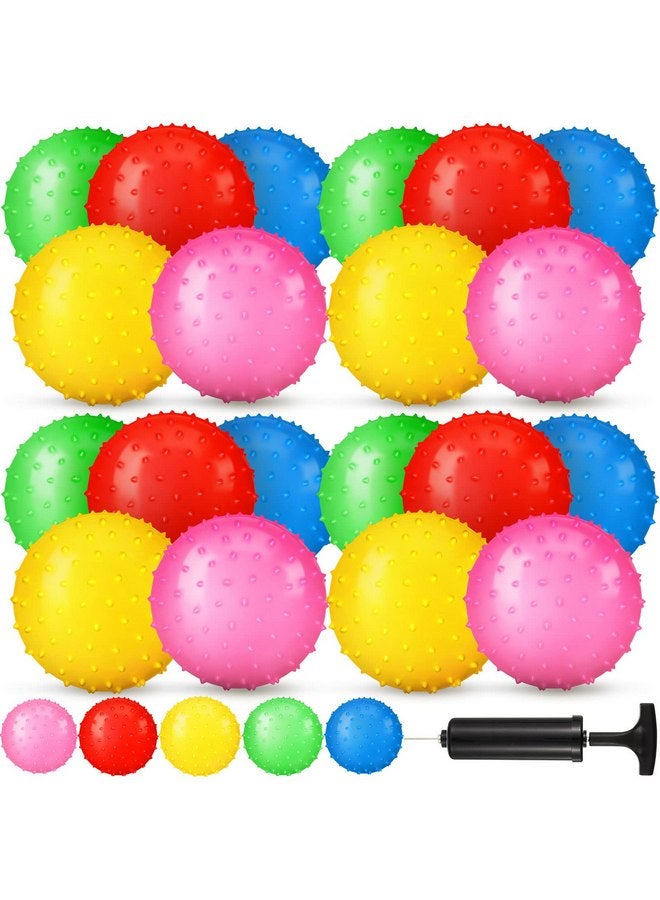 Vinsot 36 Pieces Knobby Balls 4.72 Inch Soft Bouncy Balls Tactile Sensory Balls with Air Pump Set Assorted Color Spiky Massage Stress Balls Fidget Toys and Party Favors - Image 1