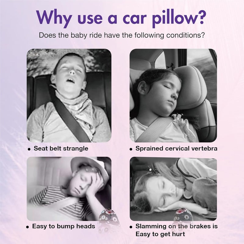 Tumahe Cute Cartoon Travel Pillow Suit, Kids & Adults Car Neck Head Support Cushion Set,Travel car seat Safety Pillow,h Shape car Sleeping Pillow Kids,Pillow case can be Disassembled and Washed (E) - Image 2