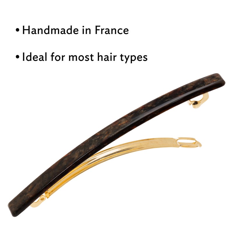 France Luxe Brown Hair Barrette for Women with Thin Hair, Elegant Long & Skinny French Barrette, Strong Hold, Lightweight, Damage-Free Design, Metallic Brown Mojave | France Luxe - Image 5