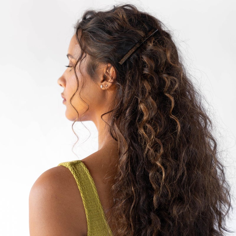 France Luxe Brown Hair Barrette for Women with Thin Hair, Elegant Long & Skinny French Barrette, Strong Hold, Lightweight, Damage-Free Design, Metallic Brown Mojave | France Luxe - Image 3