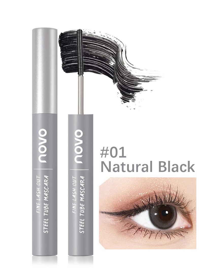 Novo Steel Tube Mascara, Volumizing Lengthening Defining Lifting Curling Multiplying Eye Makeup Lash Extension, No Smudging Long Lasting Waterproof Mascara for Women  - Image 1