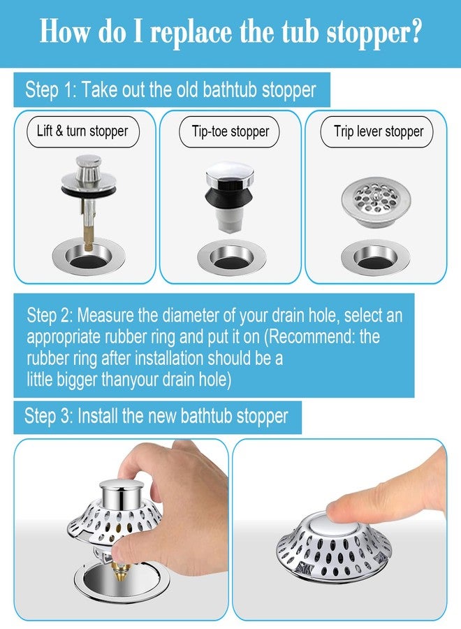 OneBom (2Pack)OneBom Tub Stopper Bathtub Drain Hair Catcher, 2 in-1 Pop Up Effective Bathtub Stopper with Dual Filtration Design, Anti-Clogging Bathtub Drain Plug Bath Tub Stoppers for 1.45-1.8" Drain Holes - Image 5