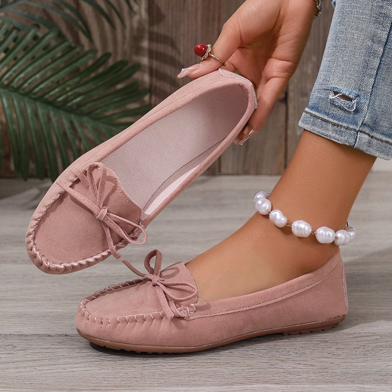 Women's Flat Bow Round Toe Loafers - Image 2
