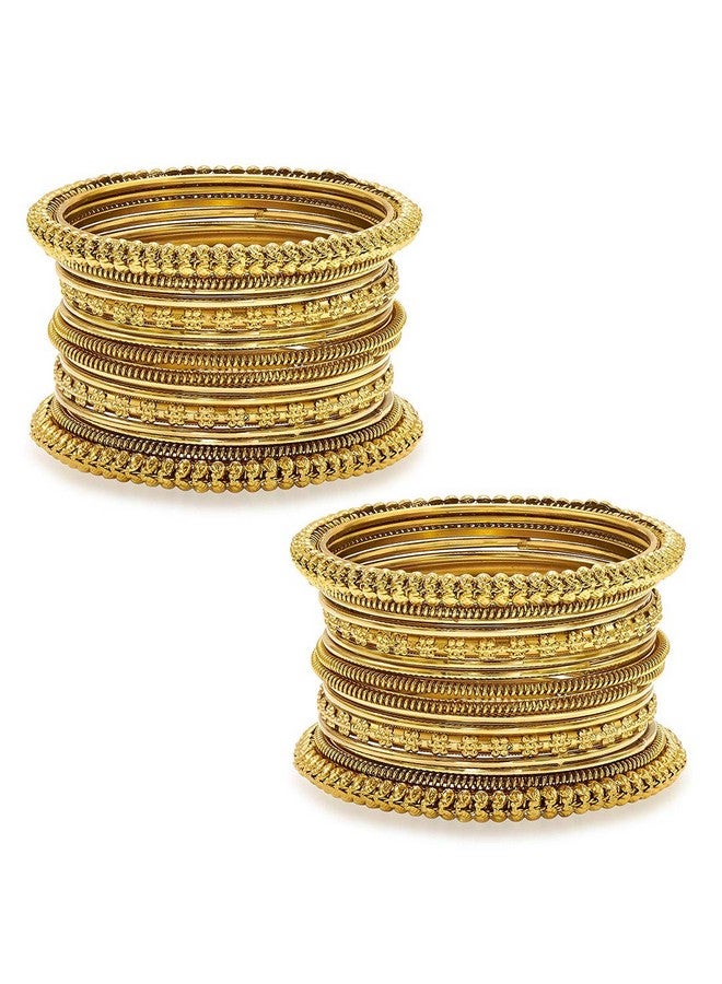 Peora Traditional Antique Look Oxidised Golden Bangle Set for Women Girls (Set of 2) - Image 1