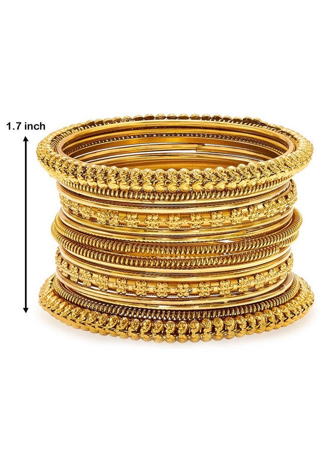 Peora Traditional Antique Look Oxidised Golden Bangle Set for Women Girls (Set of 2) - Image 5