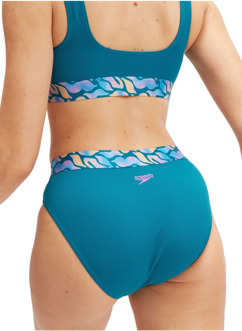 speedo - Women's Textured Deep U-Back Bikini Teal - Image 1