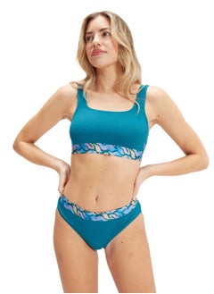 Women's Textured Deep U-Back Bikini Teal