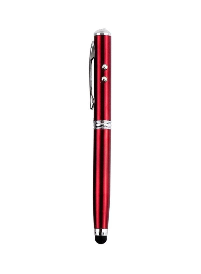 4-In-1 Multipurpose LED Stylus Ball Pen Red/Silver - Image 1