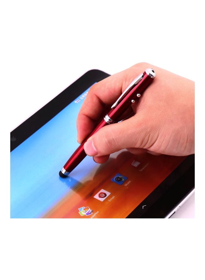 4-In-1 Multipurpose LED Stylus Ball Pen Red/Silver - Image 4