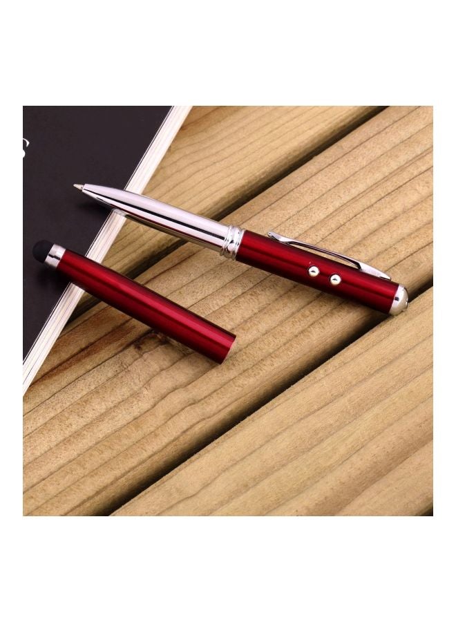 4-In-1 Multipurpose LED Stylus Ball Pen Red/Silver - Image 2