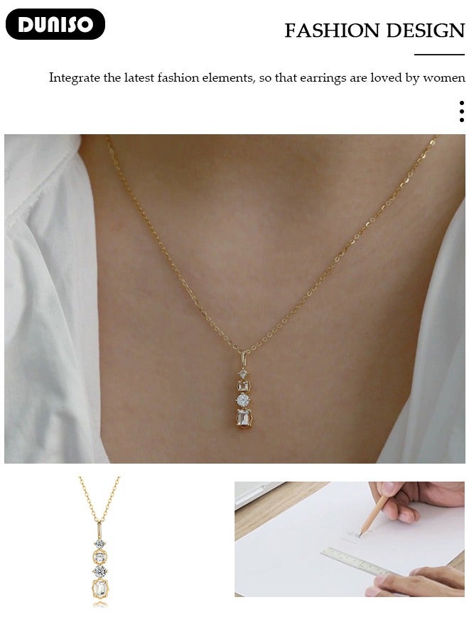 DUNISO Pendant Necklace For Women and Girls,925 Sterling Silver Electroplating 14K Gold Necklace,Trendy Fashion Accessories with a Unique Minimalist Vibe Fashion Jewelry Dress Accessories, for Women Girls Birthday Anniversary Jewelry Gift - Image 5