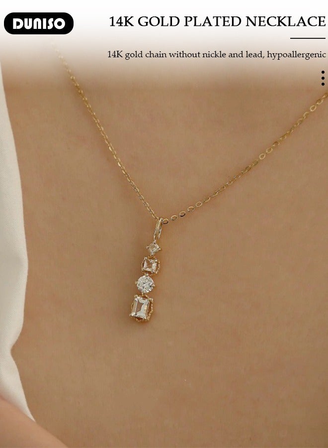 DUNISO Pendant Necklace For Women and Girls,925 Sterling Silver Electroplating 14K Gold Necklace,Trendy Fashion Accessories with a Unique Minimalist Vibe Fashion Jewelry Dress Accessories, for Women Girls Birthday Anniversary Jewelry Gift - Image 2