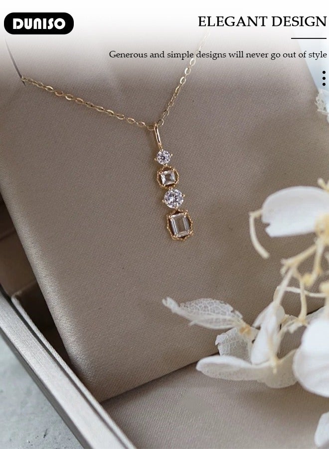 DUNISO Pendant Necklace For Women and Girls,925 Sterling Silver Electroplating 14K Gold Necklace,Trendy Fashion Accessories with a Unique Minimalist Vibe Fashion Jewelry Dress Accessories, for Women Girls Birthday Anniversary Jewelry Gift - Image 3
