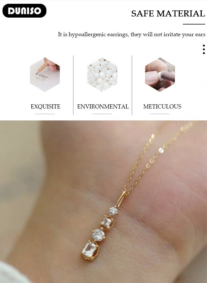 DUNISO Pendant Necklace For Women and Girls,925 Sterling Silver Electroplating 14K Gold Necklace,Trendy Fashion Accessories with a Unique Minimalist Vibe Fashion Jewelry Dress Accessories, for Women Girls Birthday Anniversary Jewelry Gift - Image 4
