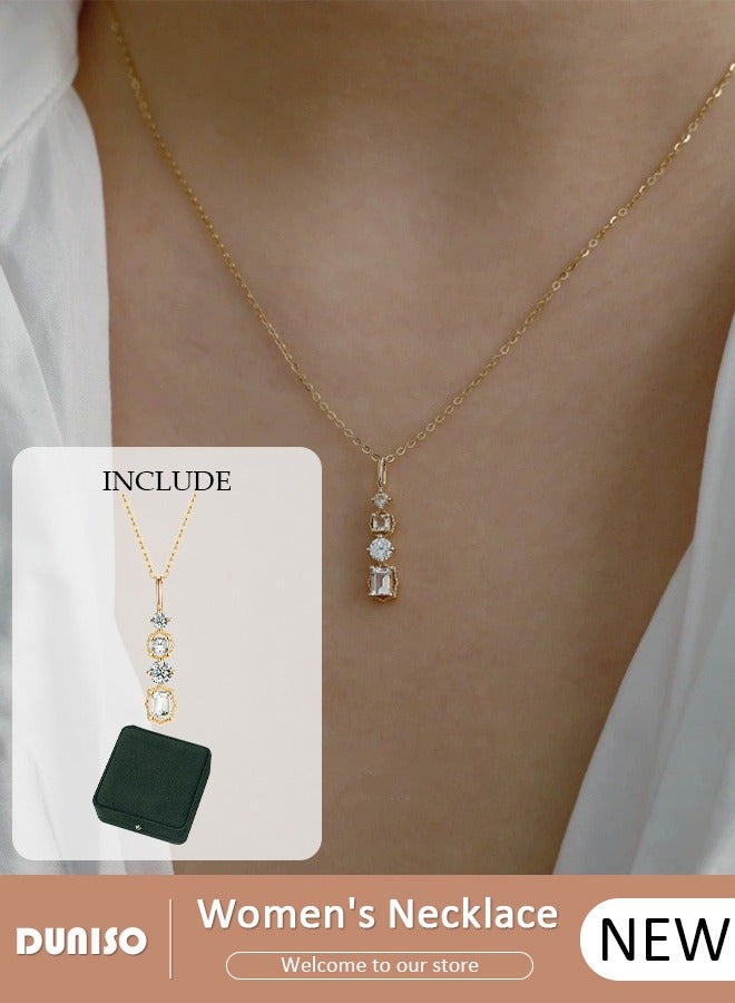 DUNISO Pendant Necklace For Women and Girls,925 Sterling Silver Electroplating 14K Gold Necklace,Trendy Fashion Accessories with a Unique Minimalist Vibe Fashion Jewelry Dress Accessories, for Women Girls Birthday Anniversary Jewelry Gift - Image 1