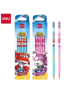 Deli Deli EC058-HB Graphite Pencil HB – Assorted, Super Wings Characters, Easy to Sharpen, Non-Toxic  - Image 1