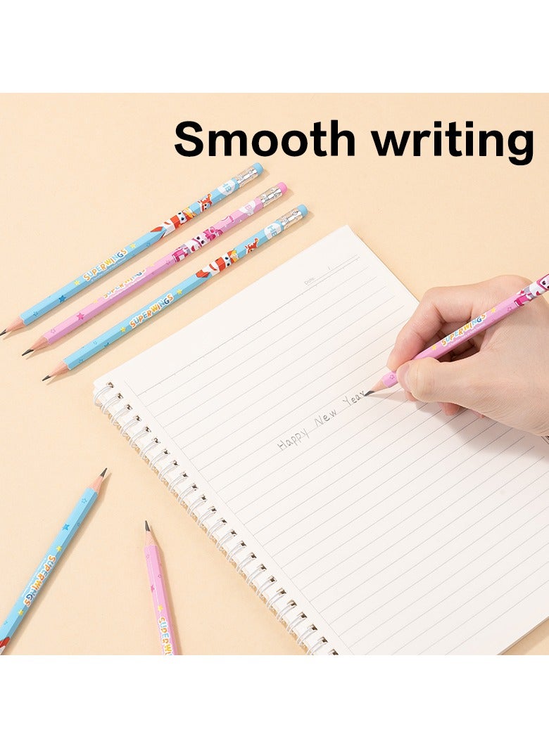 Deli EC058-HB Graphite Pencil HB – Assorted, Super Wings Characters, Easy to Sharpen, Non-Toxic - Image 2