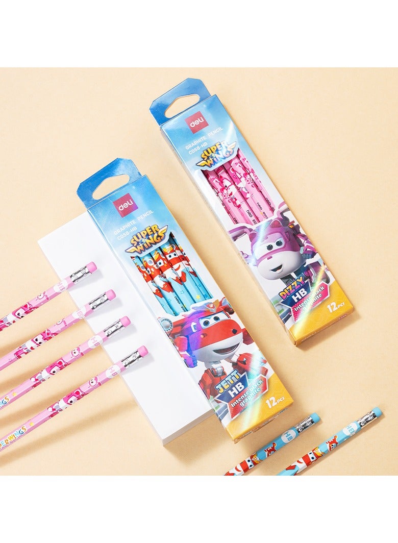 Deli EC058-HB Graphite Pencil HB – Assorted, Super Wings Characters, Easy to Sharpen, Non-Toxic - Image 5