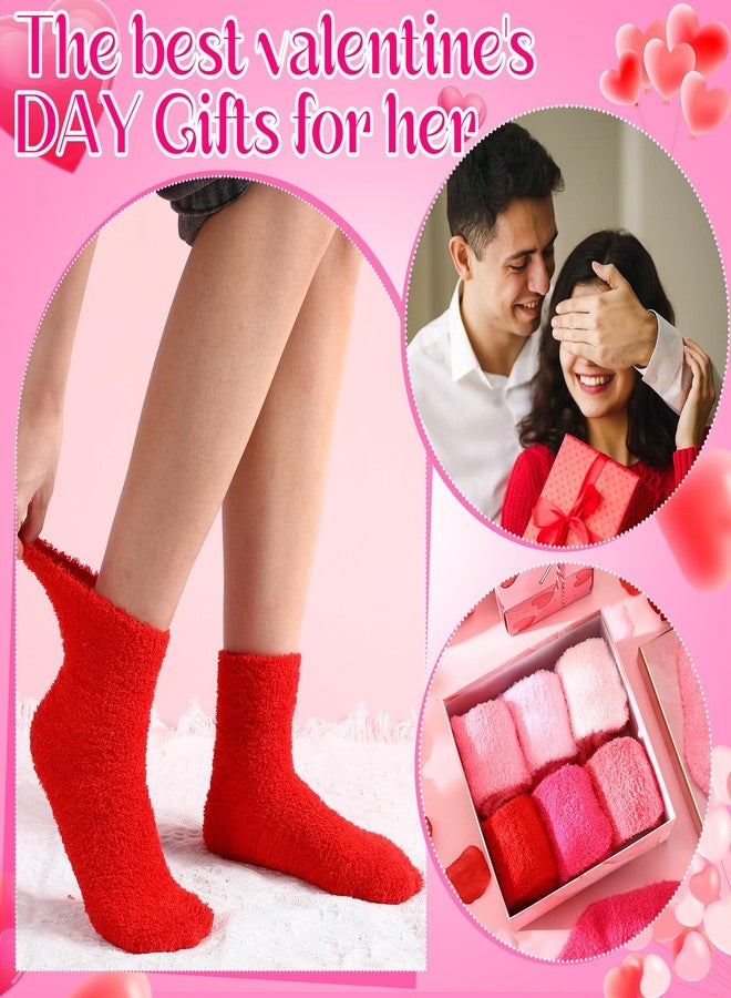 Foaincore 12 Pairs Winter Fuzzy Socks Women Warm Fluffy Socks for Home Gifts Slipper Sleep(Mixed Red) - Image 3