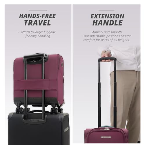 Verage 14 inch Underseat Carry On Luggage with Wheels, Grape red Softside Small Suitcase Spinner Wheeled Rolling Travel Laptop Bag for Airlines Airplanes Short Trip Men Women - Image 5