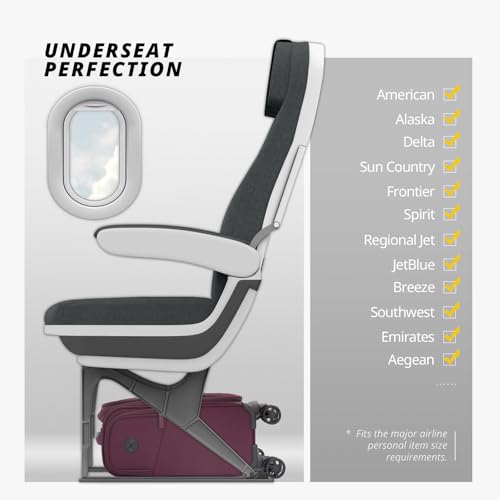 Verage 14 inch Underseat Carry On Luggage with Wheels, Grape red Softside Small Suitcase Spinner Wheeled Rolling Travel Laptop Bag for Airlines Airplanes Short Trip Men Women - Image 3