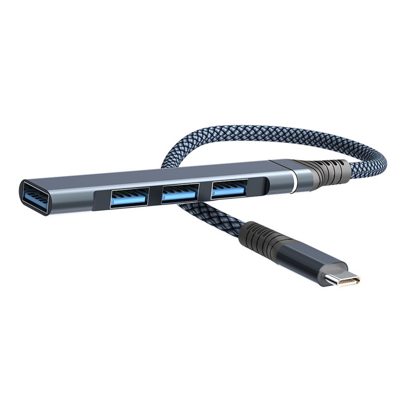 مركز USB: 4 منافذ USB 3.0، بناء متين من سبائك الألومنيوم والنايلون، أداء مقاوم للخدوش - تصميم صغير وخفيف الوزن، نقل بيانات سريع يبلغ 5 جيجابت في الثانية، محطة ربط متصلة واستخدامية لحواسيب المحمولة أثناء التنقل - Image 1