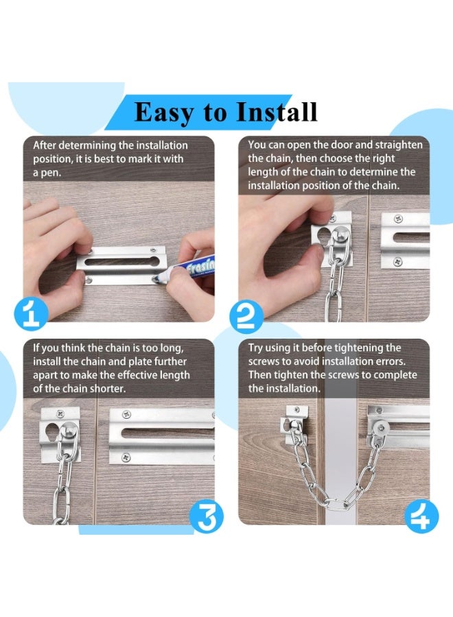 2 Pack Door Chain Lock, Premium Door Lock Chain, Heavy Duty Chain Locks for Inside Door, by - Image 4