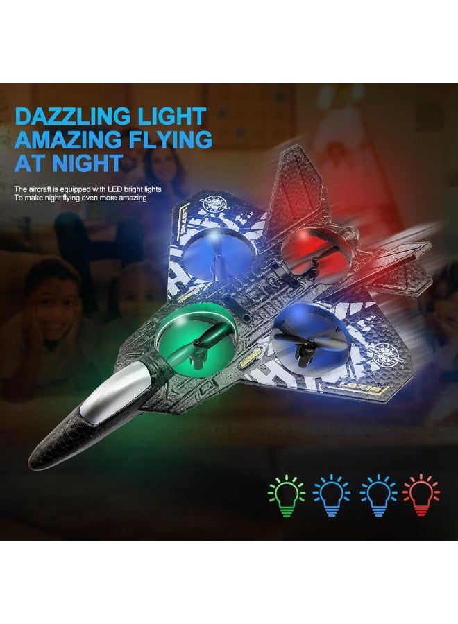 L0712 RC Fighter Plane Toy, 2.4GHz Remote Controlled Aeroplane with Coloured Lights, Stable Flight Design, USB Charging - Image 3