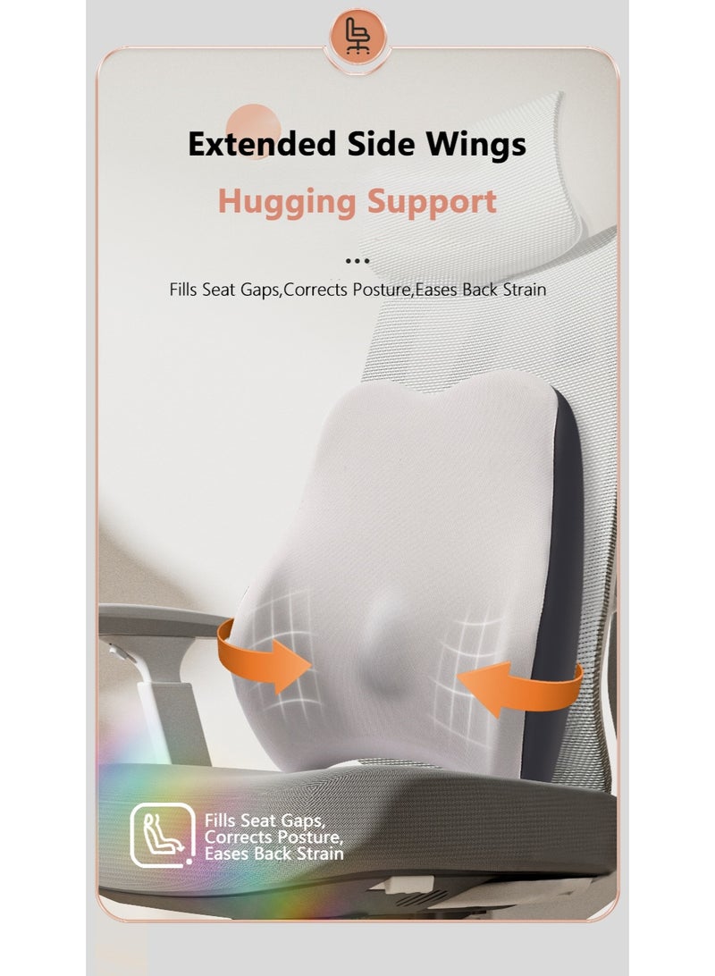 WALALLA 2 Pack Portable Ergonomic Memory Foam Seat Cushion and Lumbar Support Pillow Set,  Bed Chair Pillow, Back Support, Memory Foam Reading Pillow for Car Office Computer Chair Wheelchair - Image 3