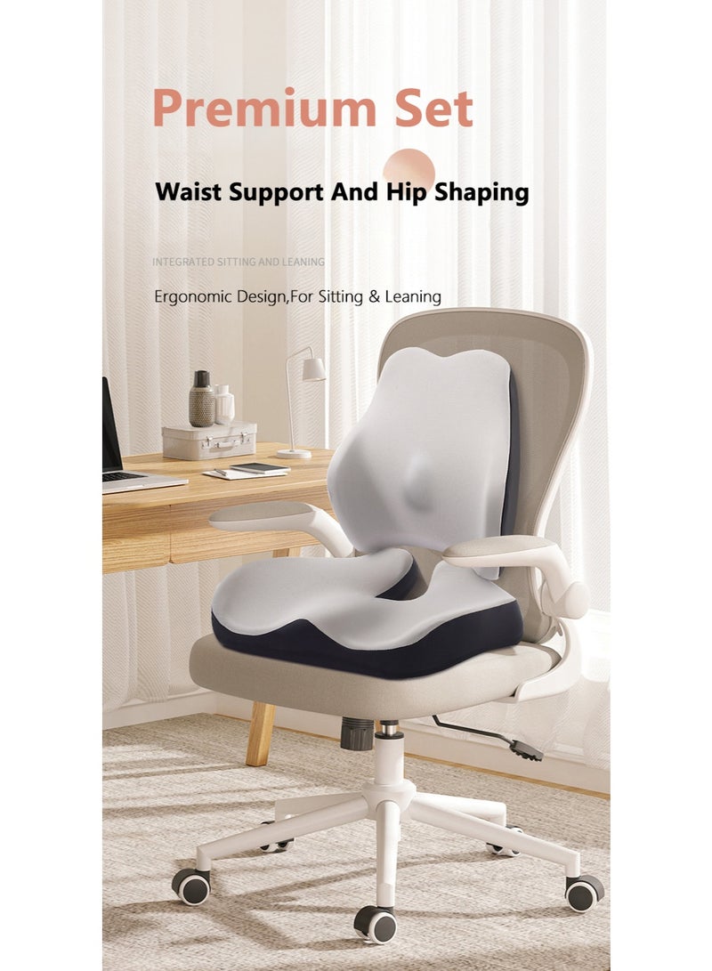 WALALLA 2 Pack Portable Ergonomic Memory Foam Seat Cushion and Lumbar Support Pillow Set,  Bed Chair Pillow, Back Support, Memory Foam Reading Pillow for Car Office Computer Chair Wheelchair - Image 4