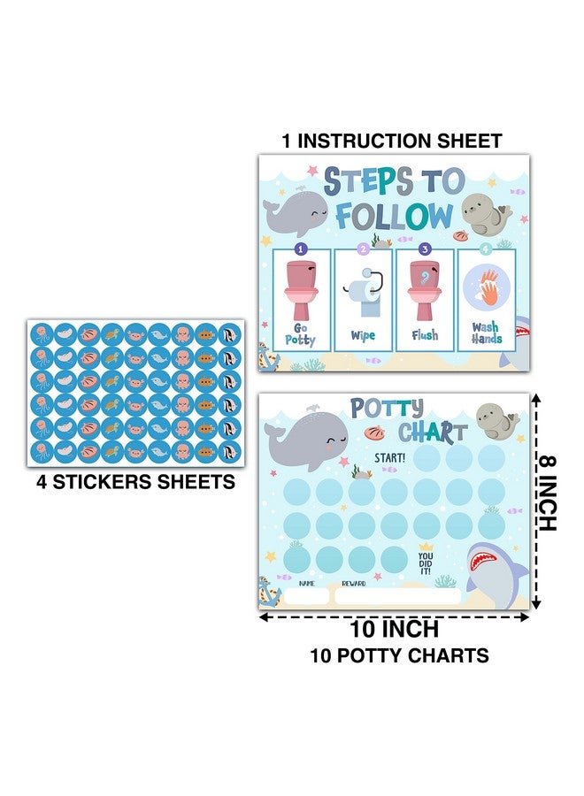 TIRYWT Under The Sea Animals Potty Training Sticker Chart, 10 Potty Charts with 216 Round Stickers & 1 Instruction Sheet, Potty Reward Sticker Chart for Toddlers Boys Girls - A12 - Image 2