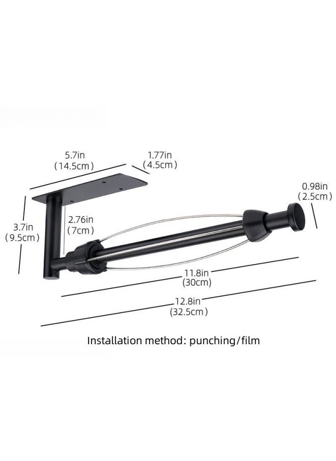 WAOKN - Paper Towel Holder,Self Adhesive Paper Towel Holder Under Cabinet Mount, Wall Mounted Paper Towel Roll Holder with Damping Effect for Kitchen, Bathroom, Wall - SUS304 Stainless Steel (Black) - Image 1